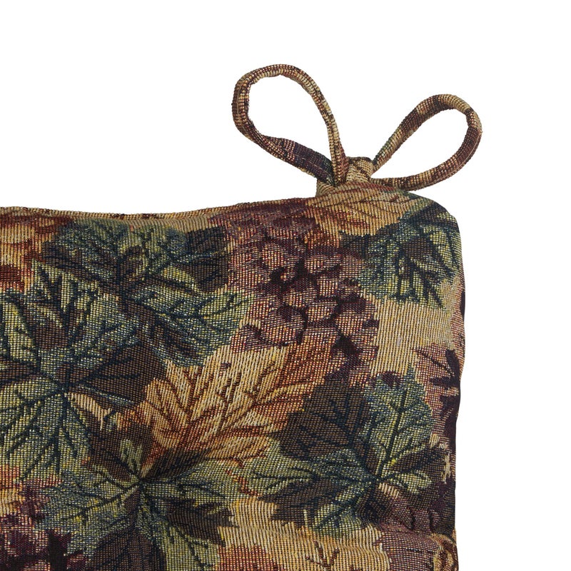 Klear Vu Omega Non-Slip Rocking Chair Cushion Set, Assembled in USA, Thick Padding & Tufted Design, Includes Seat Pad & Back Pillow with Ties, 17x17 Inches, 2-Piece Set, Cabernet - Image 3